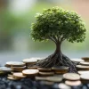 Изображение дерева, корни которого крепко удерживают его, олицетворяющее устойчивость бизнеса при грамотном управлении ликвидностью