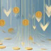 Иллюстрация денежного потока в виде стилизованных стрелок и монет, символизирующих движение и контроль финансов в бизнесе Иллюстрация денежного потока в виде стилизованных стрелок и монет, символизирующих движение и контроль финансов в бизнесе