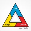Иллюстрация проектного треугольника с подписями «Время», «Бюджет» и «Содержание» для наглядного визуального понимания концепции. Иллюстрация проектного треугольника с подписями «Время», «Бюджет» и «Содержание» для наглядного визуального понимания концепции.