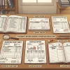 Иллюстрация с изображением бухгалтерских документов, форм и отчетов, аккуратно разложенных на столе, символизирующая процесс оформления недостачи и ведения учета Иллюстрация с изображением бухгалтерских документов, форм и отчетов, аккуратно разложенных на столе, символизирующая процесс оформления недостачи и ведения учета