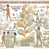 Иллюстрация с элементами бизнес-процессов: диаграммы, стрелки, иконки людей, символизирующие системный подход к найму и оптимизацию рабочих процессов Иллюстрация с элементами бизнес-процессов: диаграммы, стрелки, иконки людей, символизирующие системный подход к найму и оптимизацию рабочих процессов
