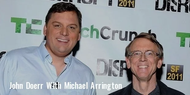 john doerr r and techcrunch founder and co editor michael arrington