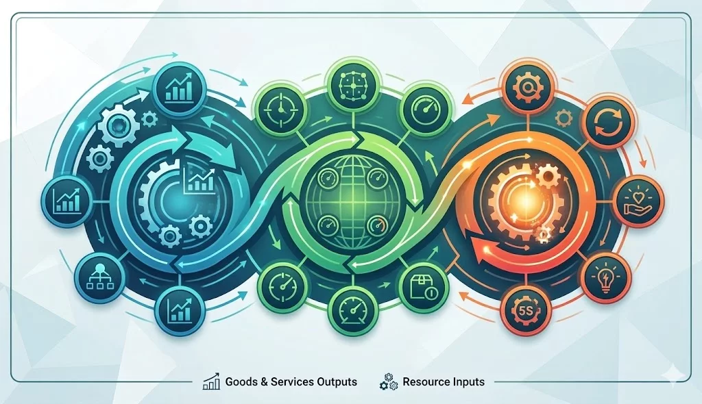 Инфографика, визуализирующая ключевые принципы и методы операционного менеджмента