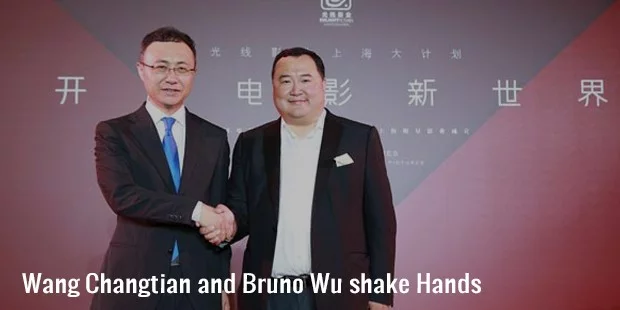 wang changtian and bruno wu shake hands wang changtian and bruno wu shake hands