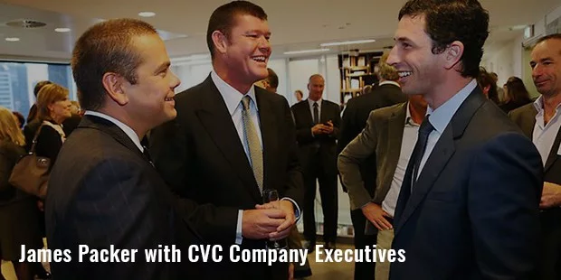 james packer with cvc company executives