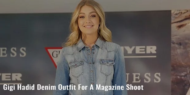 gigi hadid denim outfit for a magazine shoot