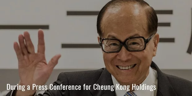 during a press conference for cheung kong holdings during a press conference for cheung kong holdings