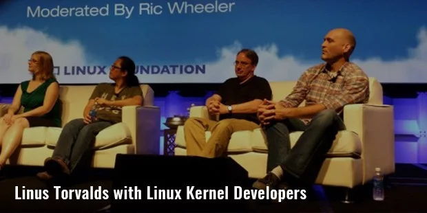 Линус Торвальдс с разработчиками ядра Linux