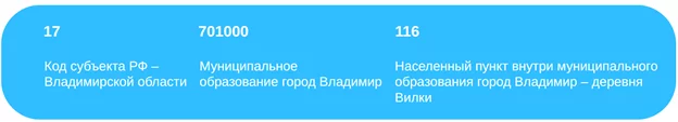 Структура 11-значного кода ОКТМО на примере деревни Вилки: расшифровка цифр кода муниципального образования