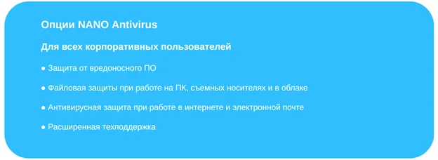 Функции защиты корпоративного антивируса NANO Antivirus Функции защиты корпоративного антивируса NANO Antivirus