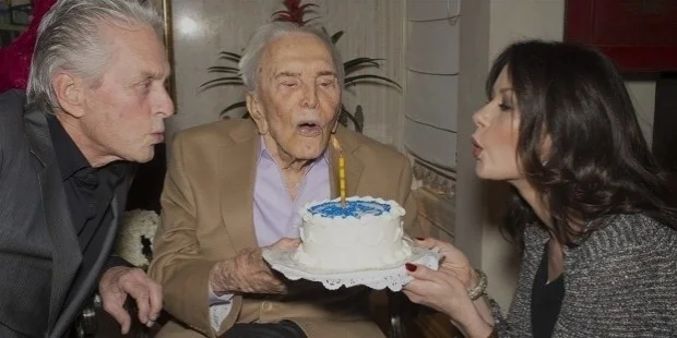 kirk douglas 100th birthday with son kirk douglas 100th birthday with son