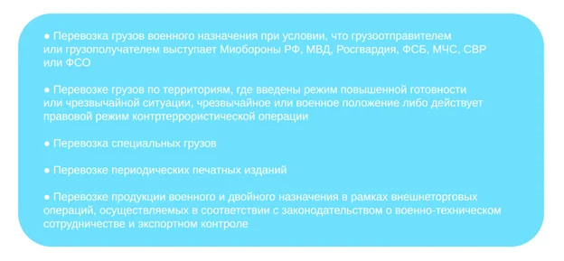 Исключения для оформления бумажных транспортных накладных и заявок по приказу Минтранса РФ № 262